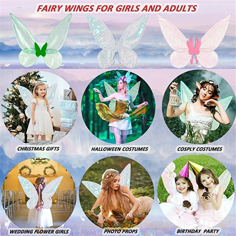 Alas de Ángel de princesa de elfo de hadas para mujeres y niñas, disfraces de Cosplay de fiesta de Halloween, alas de mariposa, fotografía de actuación en escenario
