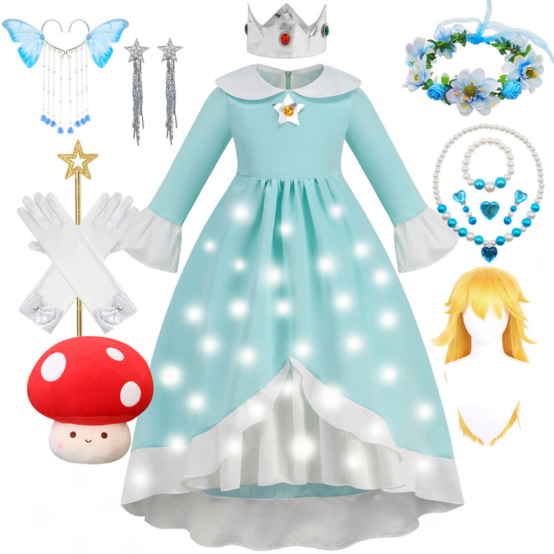 Rosalina Galaxy sukienka księżniczki ze świecącym światłem dla dziewczyn gra RPG kostium księżniczki na Halloween Rosalina Kids LED Light 10T