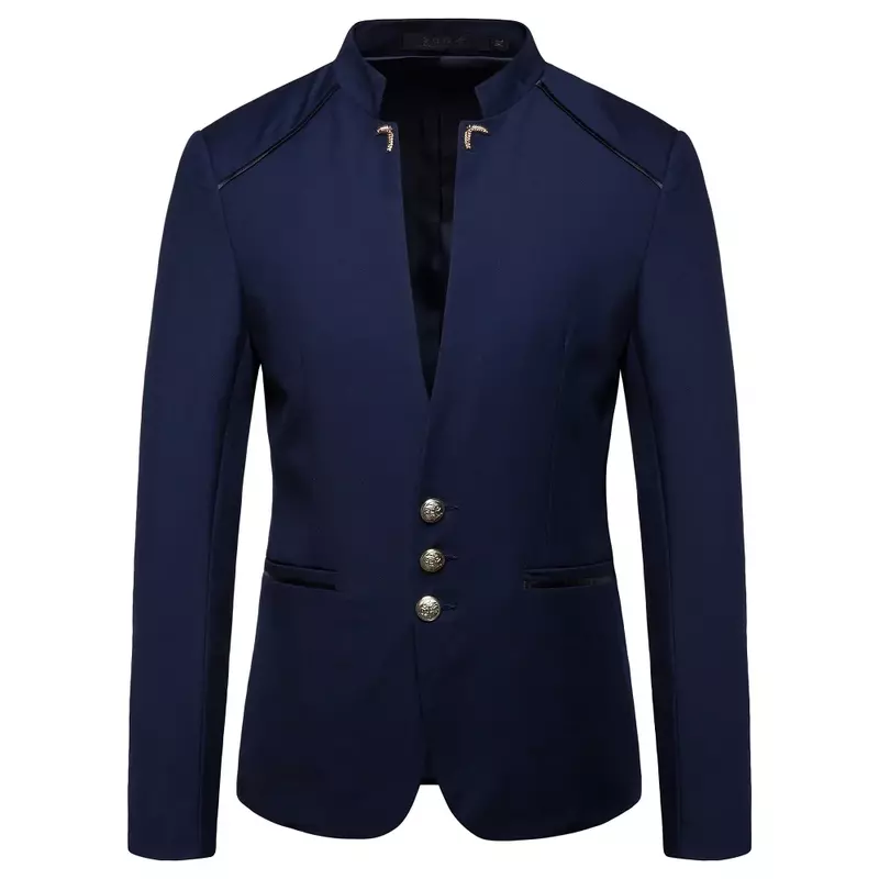 Пиджак мужской с воротником-стойкой, приталенный Блейзер в китайском стиле, деловой Повседневный пиджак, пальто в китайском стиле, 4XL