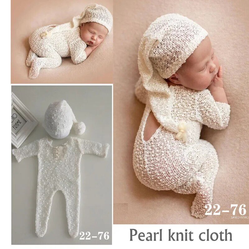 Recém-nascido fotografia adereços, Handknit tecido roupa para bebê, 2023