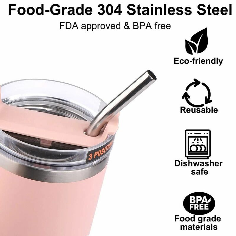 1 Pcs 6/8 mm Stainless Steel Straws Straight Bent Drinking Straws Vacuum Tumbler Cup Bottle Replacement Straw for 30oz 40oz Cup