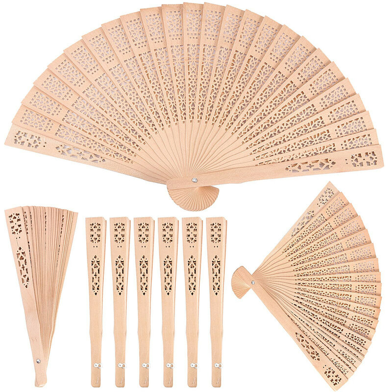1pc Chinese Hand-held Fan Wooden Fold Fans Scented Wedding Party Gift Bamboo Fan Wedding Bridal Party Decoration Handcraft
