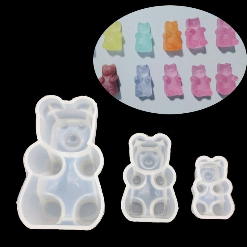 หมี Gummy ลูกอมซิลิโคนแม่พิมพ์เค้กช็อกโกแลต Fondant จี้เรซิ่นเครื่องประดับ DIY