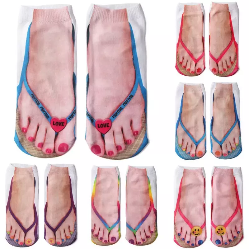 Sepatu kanvas tengkorak Flip flop jari cetak 3D lucu baru 2024 bermotif kaus kaki pergelangan kaki kreatif hadiah Natal Halloween uniseks