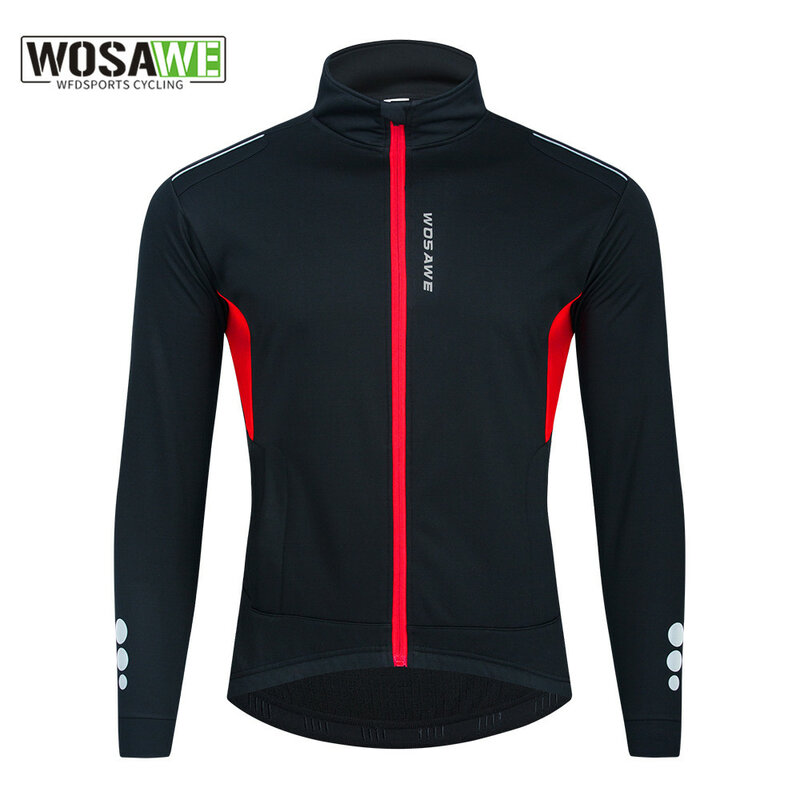 WOSAWE Winter Men's Cycling Jackets Thermal Warm Windproof MTB Bike Riding Jacket Windbreaker Skiing Bicycle Jersey