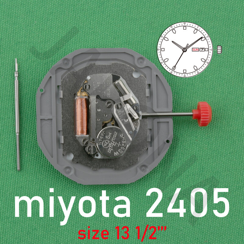 Miyota標準クォーツ時計、日間表示、日本の動き、スペインと英語、2405ムーブメント