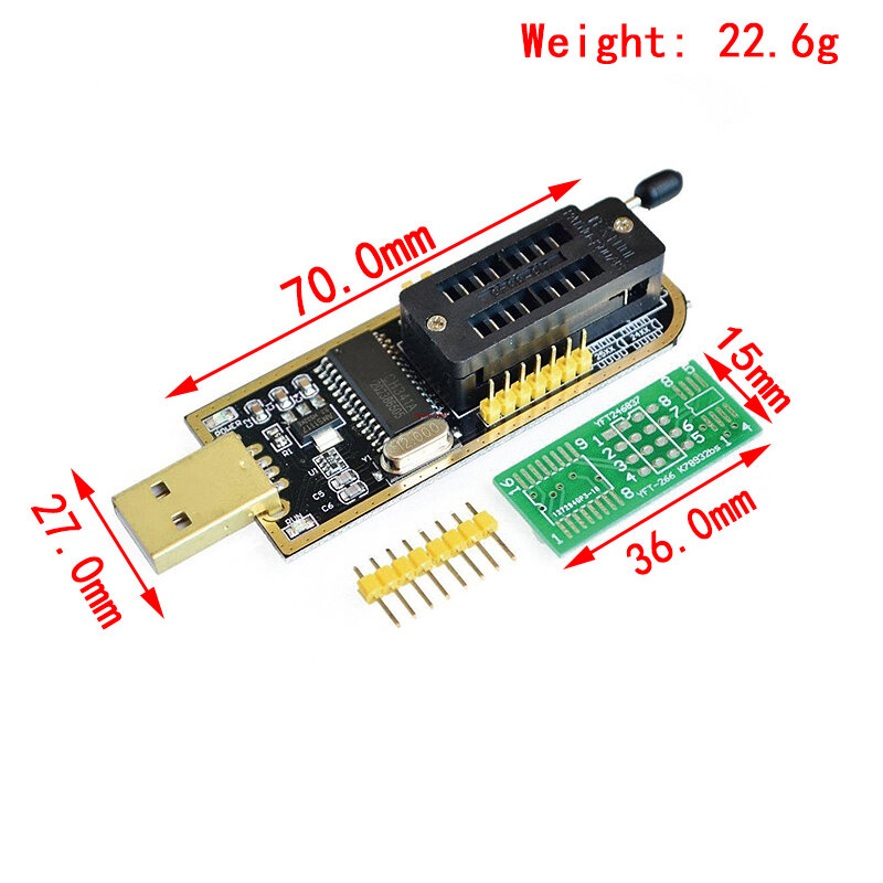 Módulo de PROGRAMADOR USB CH341A XTW100 24 25 Series EEPROM Flash BIOS CH341 + Clip de prueba SOP8 para EEPROM 93CXX / 25CXX / 24CXX