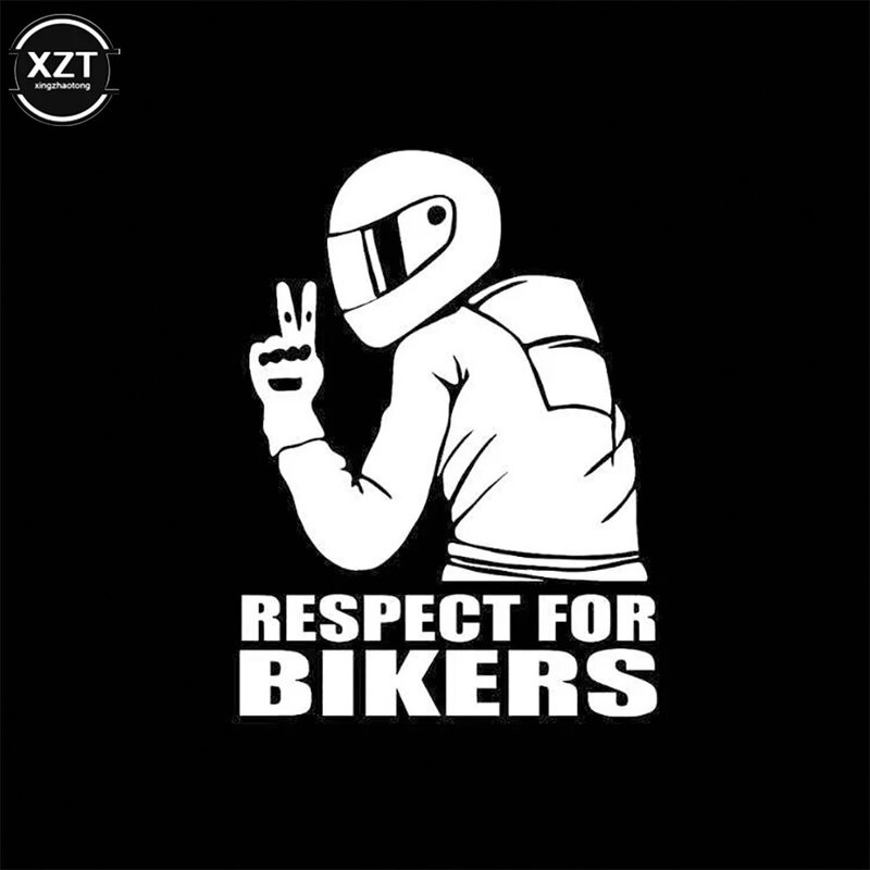 1Pc Respect for Bikers Car Sticker Vinyl Reflective Funny Stickers on Auto 3D Motorcycle Stickers and Decals 15x11CM
