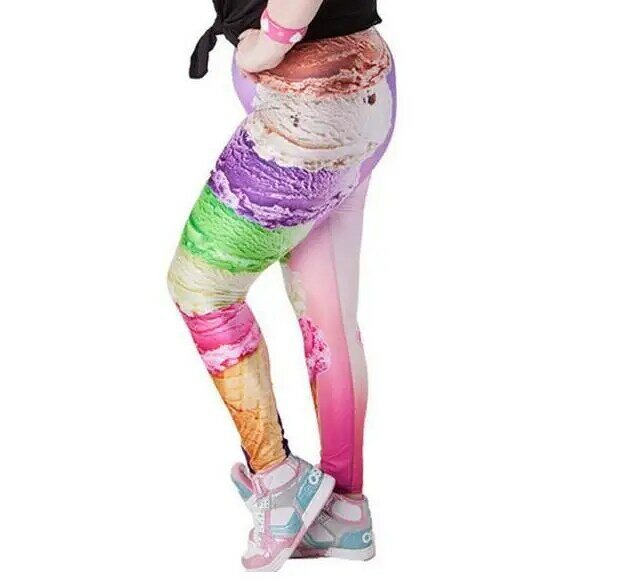 Legging wanita warna motif es krim, legging ramping elastis XL 4XL 3618