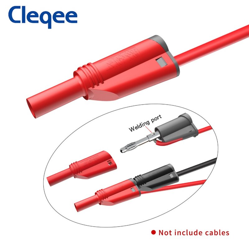 Cleqee P3005 Stapelbaar Veilig 4Mm Banana Plug Solder/Montage Hoge Kwaliteit Lassen-Gratis Connector Voor Multimeter