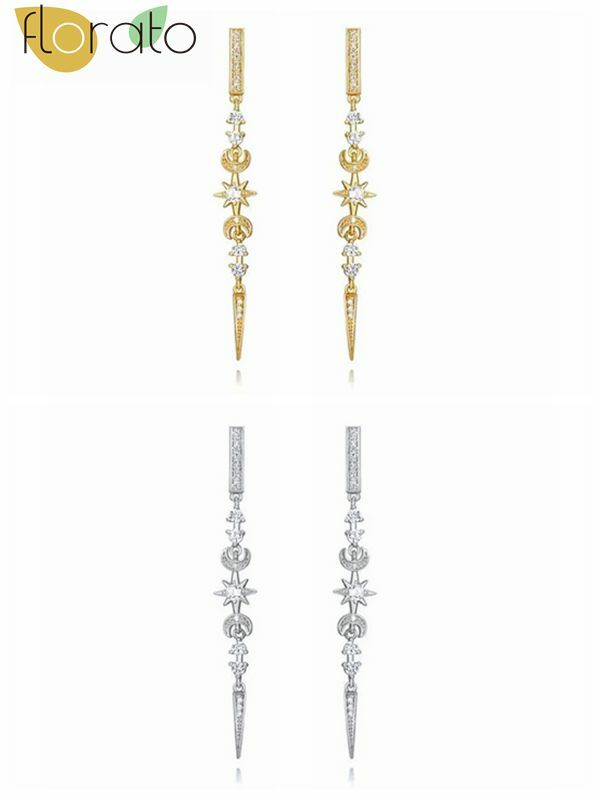 925 Sterling Silver Ear Needle High End Light Luxury Geometric Shape White Zircon Fashion Design Tassel Exquisite Women Earrings