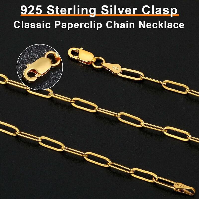 Fansliver-collar de cadena de plata de ley 2,5 para mujer, joyería de capas a la moda, con cierre de clip, chapado en oro de 14K, listo para regalo