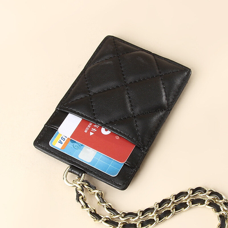Lambskin Badge Holder Sheepskin Card Holder ID Card Holder Genunie Leather Halter