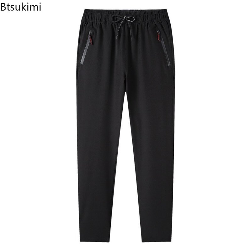 2024 Hot Sale Quick Dry Sweatpants Men's Ice Silk Stretch Straight Pants Fashion Casual Solid Loose Trousers Sportpants for Men