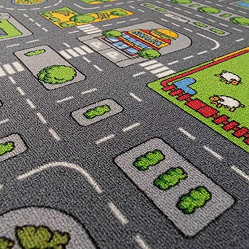 Children's Boys Girls City Town Car Roads Interactive Playroom Playmat Soft Play Carpet Mat