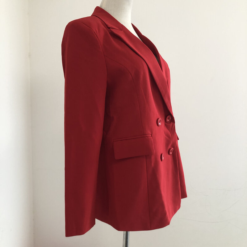 Damskie formalne spodnie garnitury dla kobiet ubranie biurowe 2 sztuka kurtka zestaw strój czarny biały czerwony podwójne piersi marynarka spodni apartament typu Suite