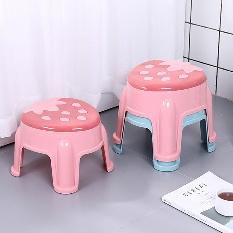 Bathroom Plastic Children's Stool Strawberry Thickened Anti-slip Shoe Changing Stool Kid's Stepping Bench Stable Bedside Stools