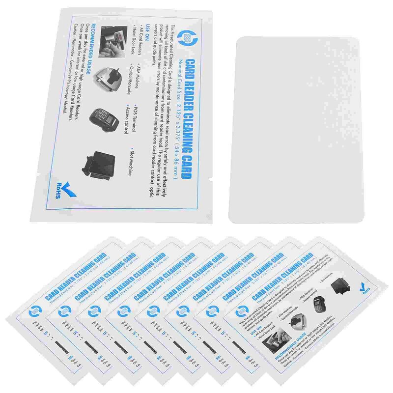 10 Pcs The The Terminal Reusable Cleaning Cards Reader The Terminal Smart Tool for Printer White Credit Machine