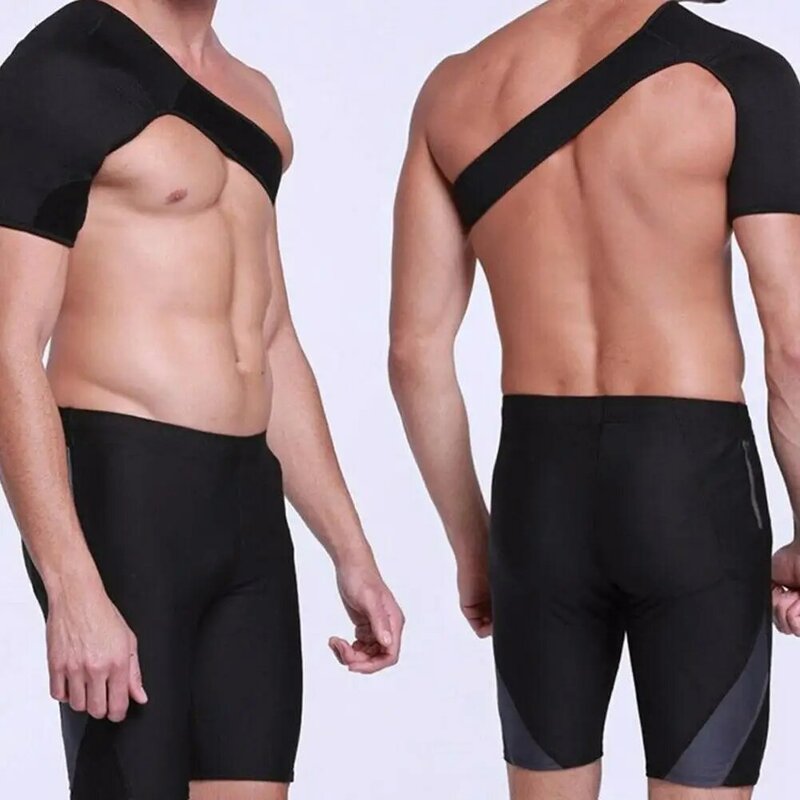 Adjustable Gym Sports Care Single Shoulder Support Back Brace Guard Strap Wrap Belt Band Pads Black Bandage Men & Women