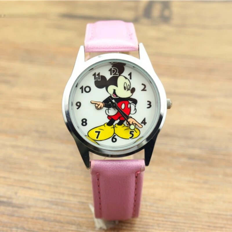 Jam tangan Disney Mickey Mouse, arloji dewasa remaja, jam tangan Quartz Analog untuk wanita dan pria, remaja