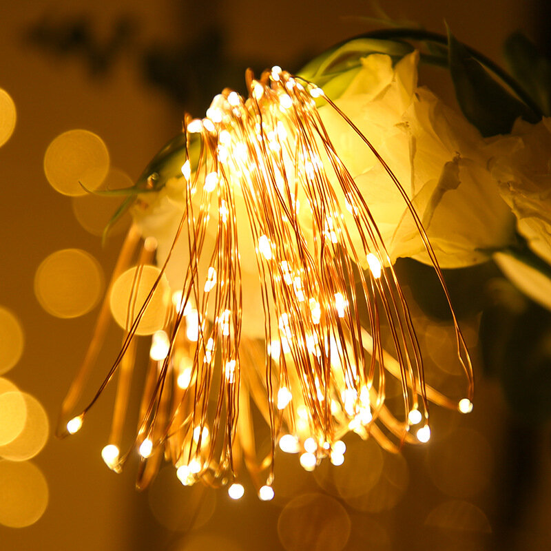 Guirnalda de luces LED de alambre de cobre, lámpara de hadas de Navidad para árbol de Navidad, boda, fiesta, decoración del hogar, 1-30M