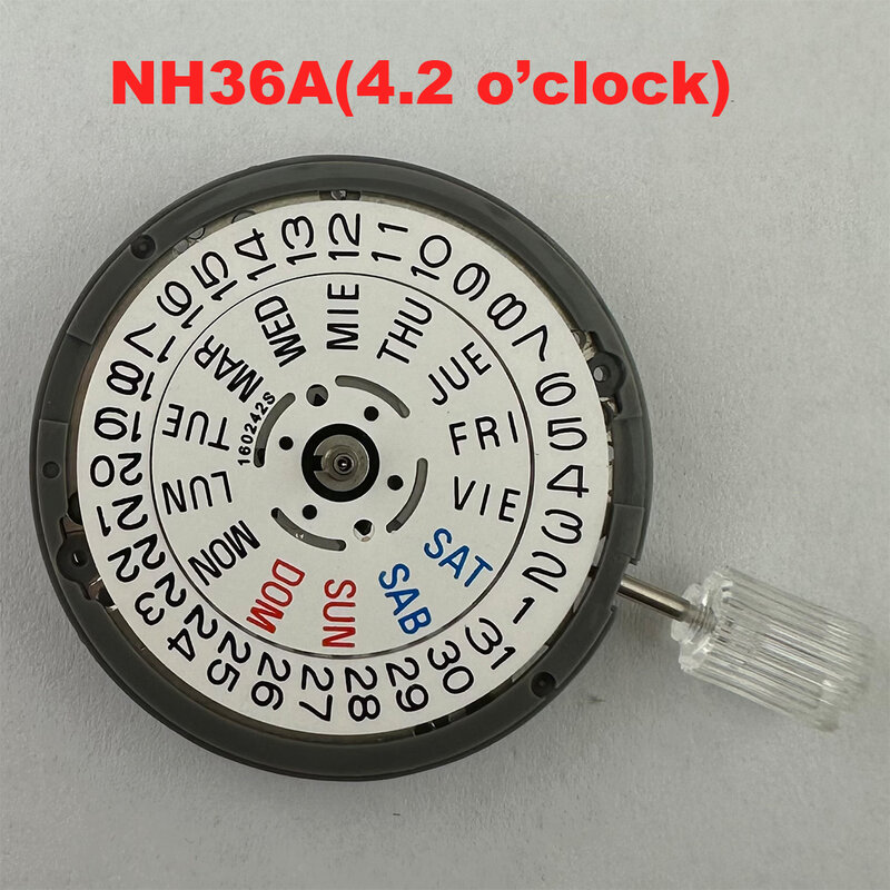 Movimiento mecánico NH36A, calendario blanco de alta precisión, 4,2 puntos, corona, reloj automático, Kit de repuesto