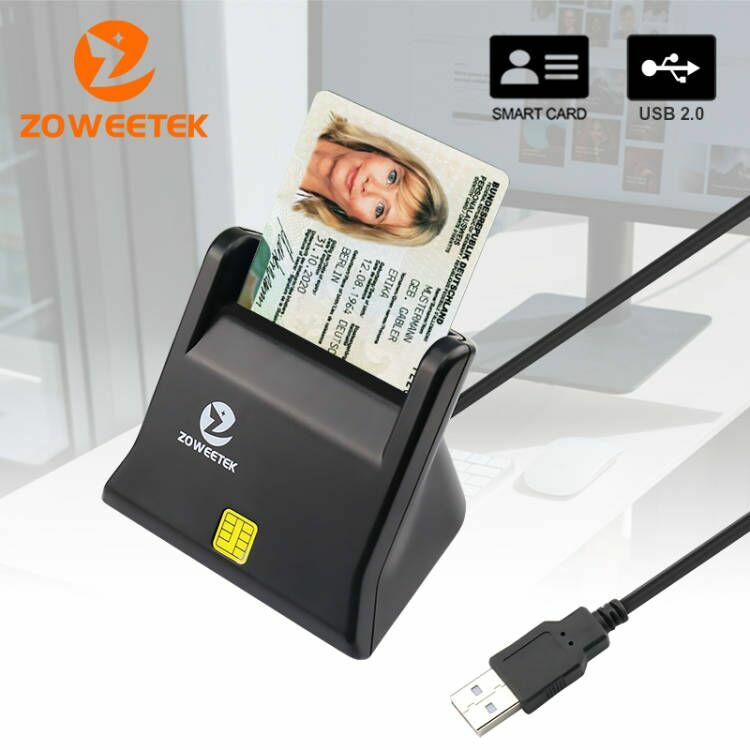 Zoweetek USB ID pembaca kartu pintar, kartu pintar Chip Bank CAC IC DNIE DNI EMV CAC