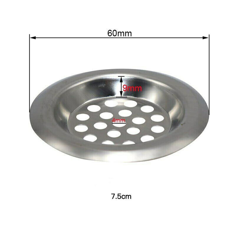 75mm 60mm Stainless Steel Hair Filter Round Vent Grille Cover Bathroom  Kitchen Sink Strainer Shower Drain Hole Stopper Plug