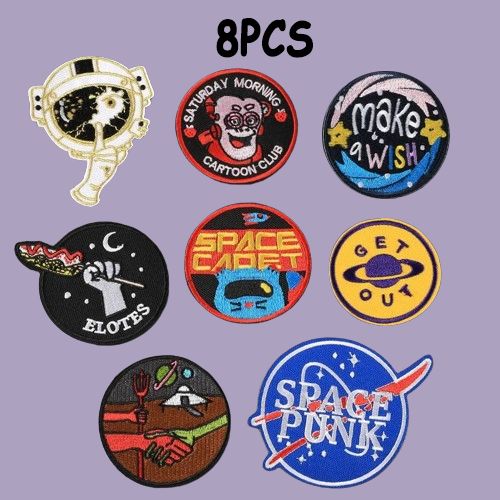 Hot Embroidery Patch Set DIY Astronaut Cloth Stickers Planet Applique Badges Fusible Iron on Patches Clothes Bag Hat Accessories