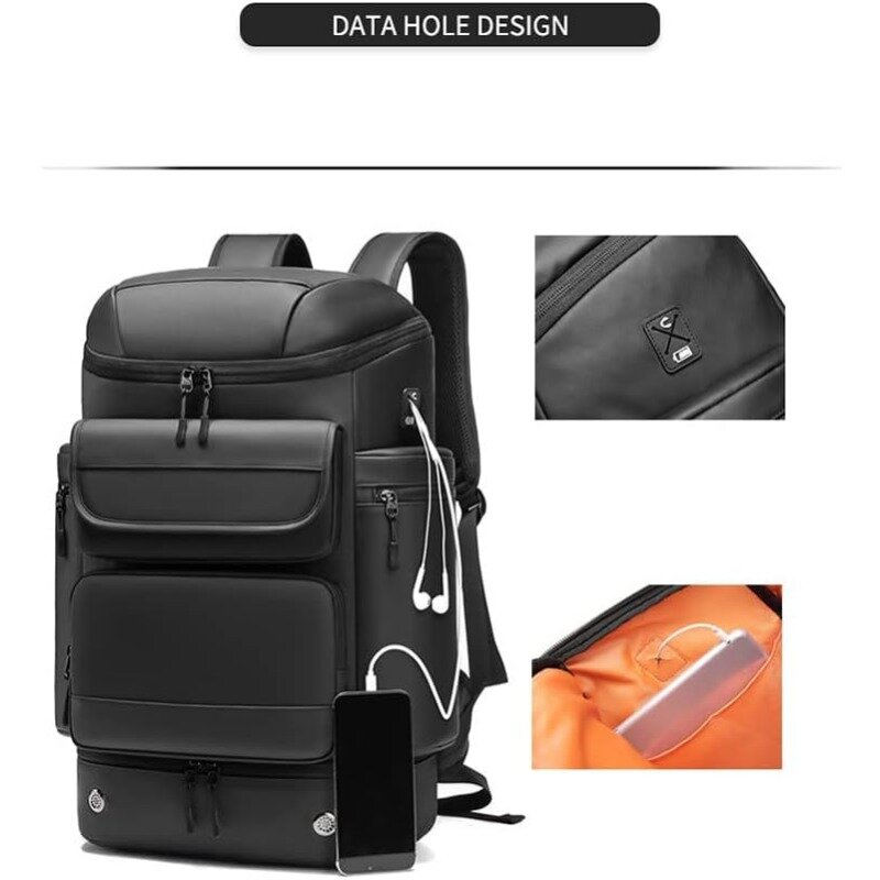 Дорожный рюкзак, 50 л, водонепроницаемый походный Треккинговый рюкзак с отдельной сумкой для обуви, деловой рюкзак для ноутбука 17 дюймов