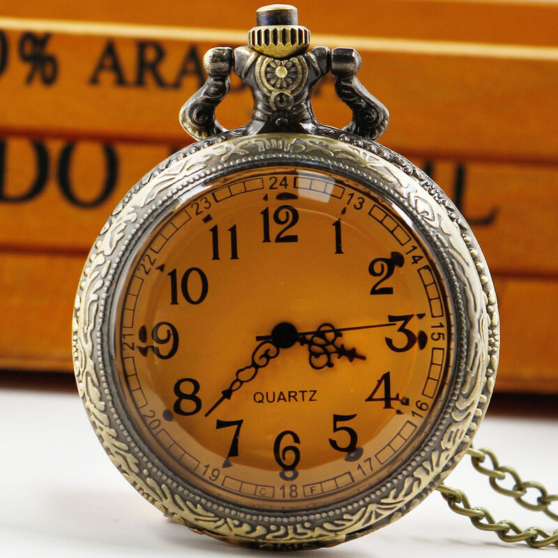 Nowy klasyczny zegarek kieszonkowy męski i damski brązujący zegarek kwarcowy steampunkowy naszyjnik wisiorek prezent neutralny zegarek