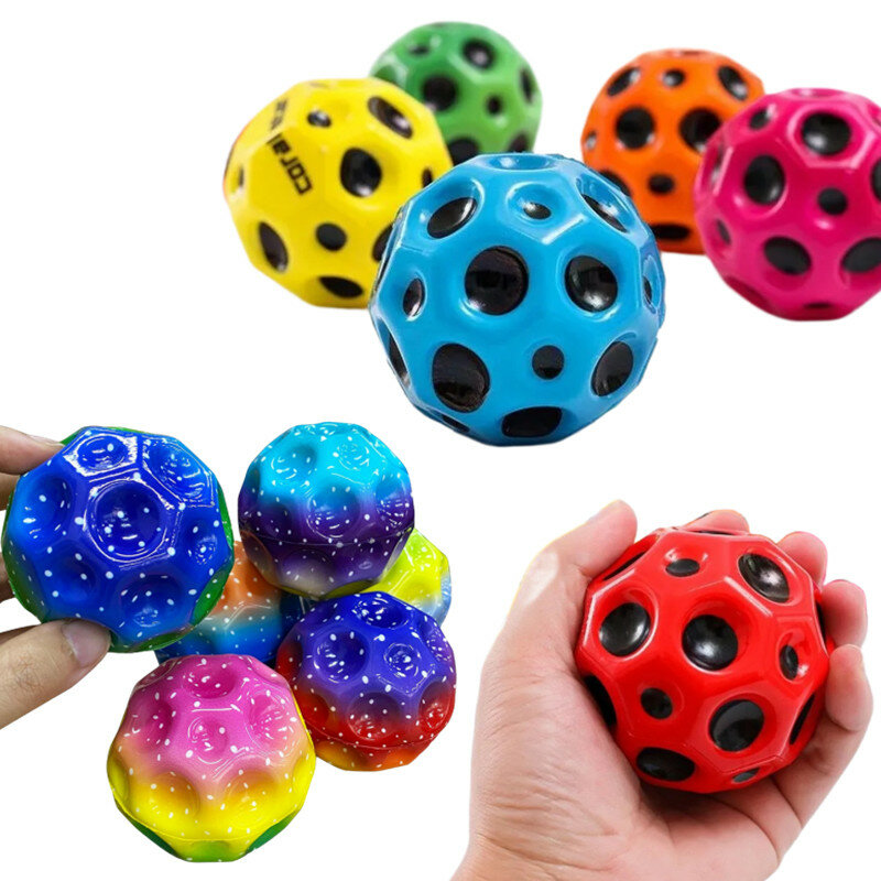 2Pcs High Resilience Hole Ball Soft Bouncy Ball Anti-fall Moon Shape Porous Bouncy Ball Kids Indoor Outdoor Toy Ergonomic Design