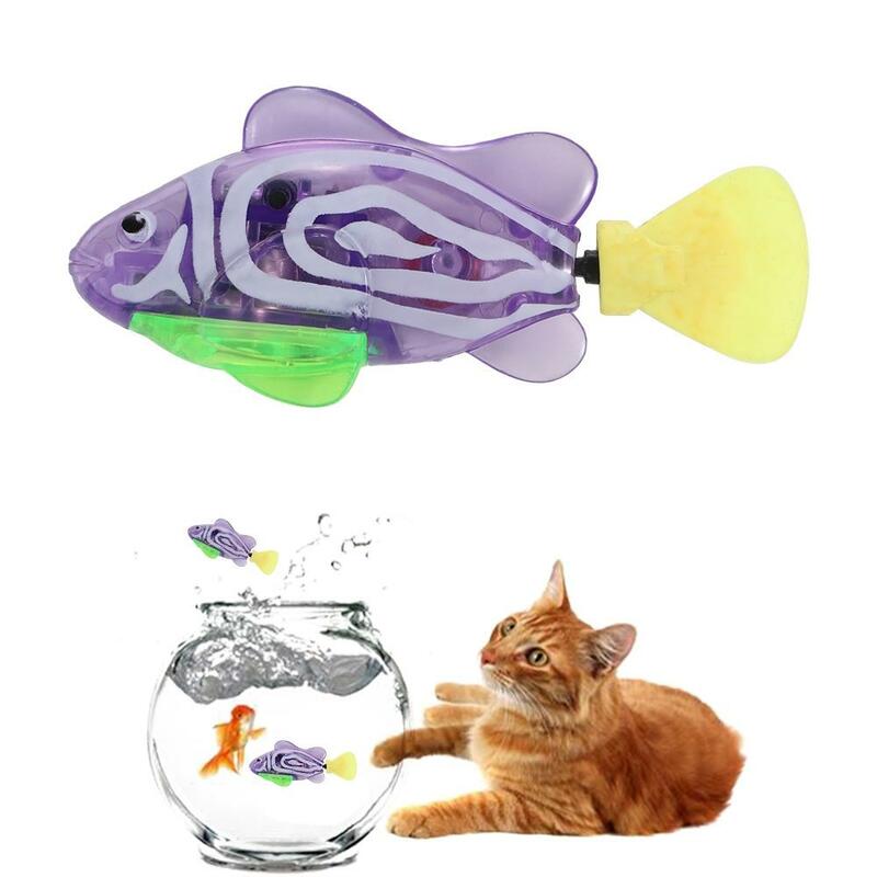 Brinquedo interativo de peixe elétrico com luz LED, brincadeiras internas, brinquedos para animais, peixe natação, banho de bebê, gato, água