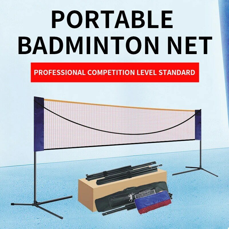 6.1M Lipat Portabel Badminton Tenis Berdiri dengan Tinggi Bersih Disesuaikan Profesional Pelatihan Bersih untuk Tenis Voli Sepak Bola