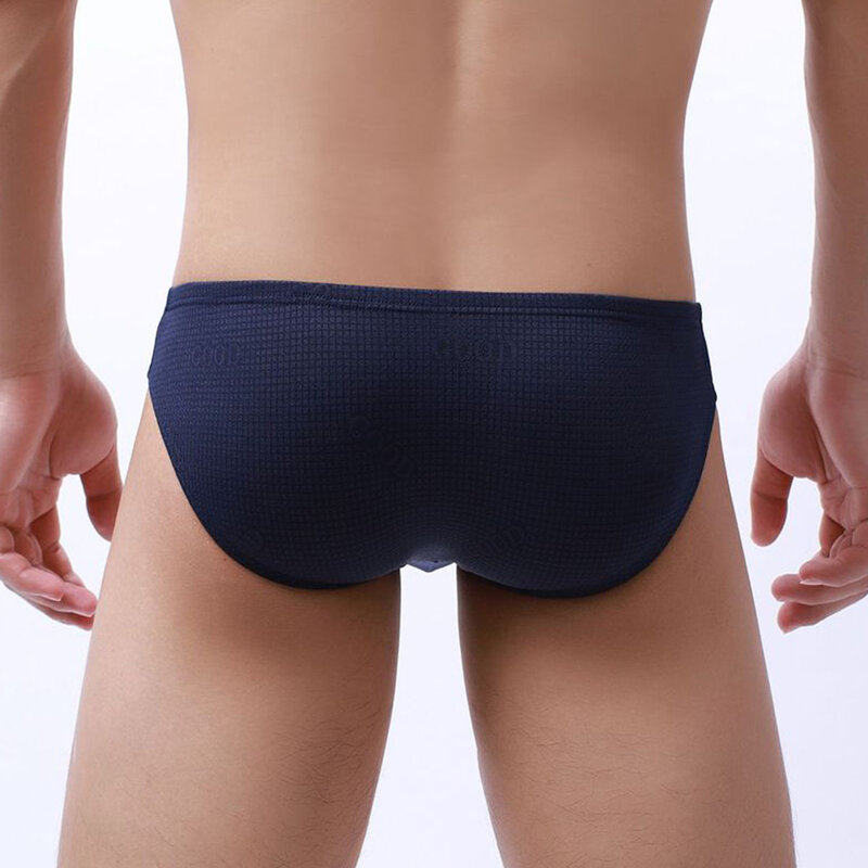 Solid Color Men's Soft Lingerie Bikini Briefs Trunks Underwear  Breathable Ice Silk Fabric  Comfortable Pouch Panties