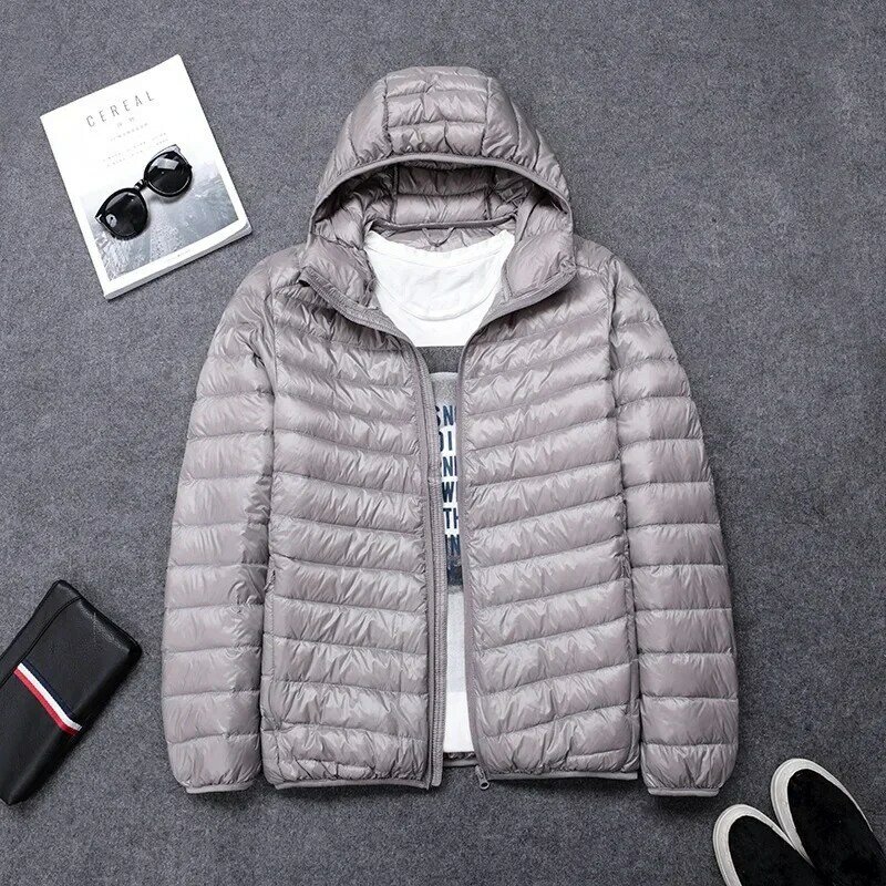 2024 New High-grade Men's White Duck Down Light Down Jacket Men's Short Hooded Men's Autumn Winter Lightweight Coat Men Jacket