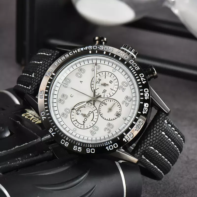 メンズクロノグラフ腕時計,オレンジレーシングデザイン,高級ブランド,2024