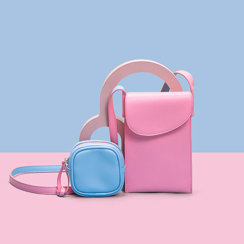 Color Contrast Mobile Phone Bag Simple Multi-function Color Contrast Messenger Bag Headset Bag Women's Bags Ladies Free Shipping