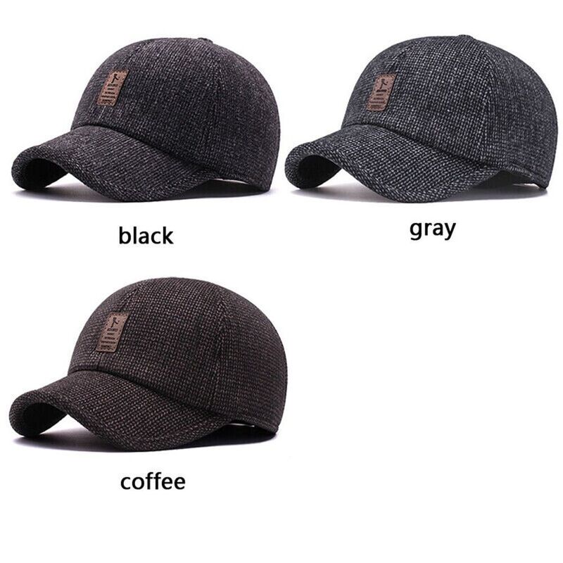 หมวกฤดูหนาวขนแกะย้อนยุคสำหรับผู้ชายหมวกที่อุดหูหมวกเบสบอลกอล์ฟสแนปแบ็คหมวก casquette หมวกคุณพ่อหมวก earflaps
