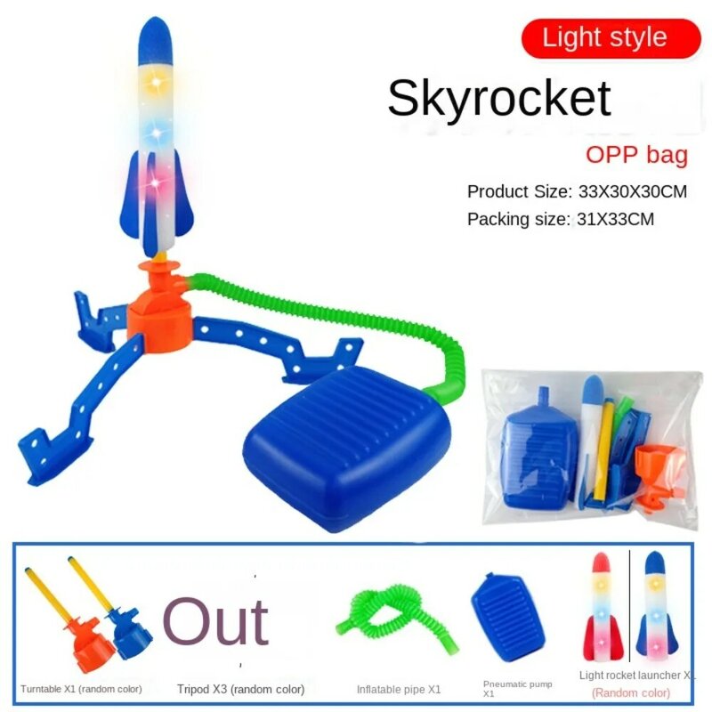 Spielset Spielzeug verstellbar Blinklicht hoch ragende Rakete Fuß pedal werfer Fuß pumpe Launcher Spielzeug gepresste Raketenwerfer