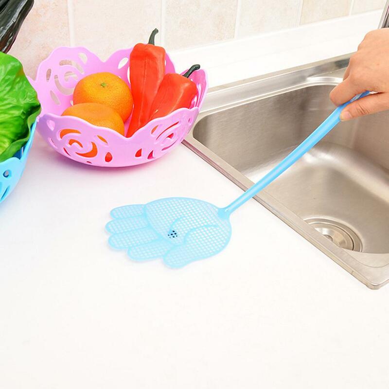 Kitchen Long Handle Flyswatter Cute Palm Shaped Fly Swatters Mosquito Pest Control Insect Killer Home Plastic Flies Pat Flapper