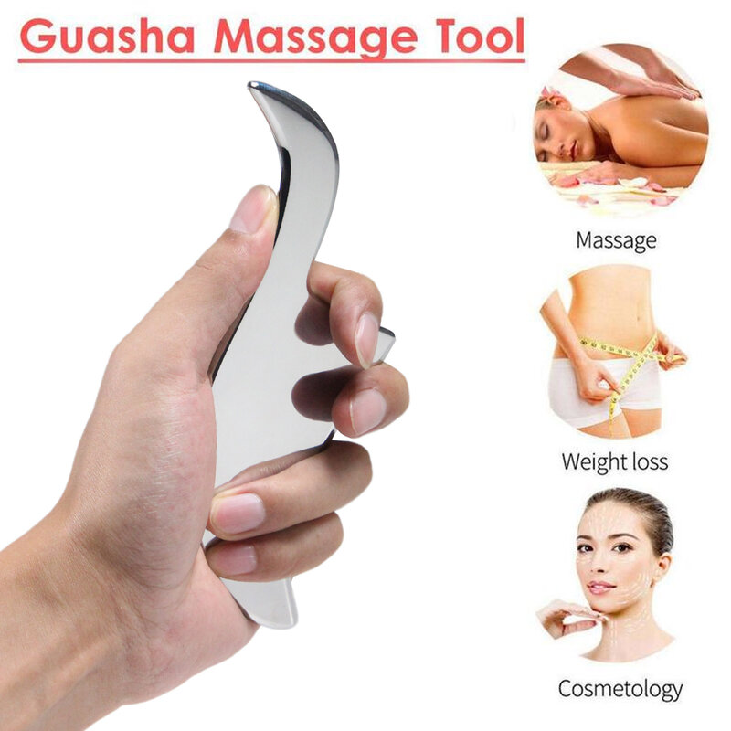 Herramienta de masaje profesional Gua Sha, herramienta de masaje de raspado de acero inoxidable para espalda/piernas/brazos/hombro/punto de tigre