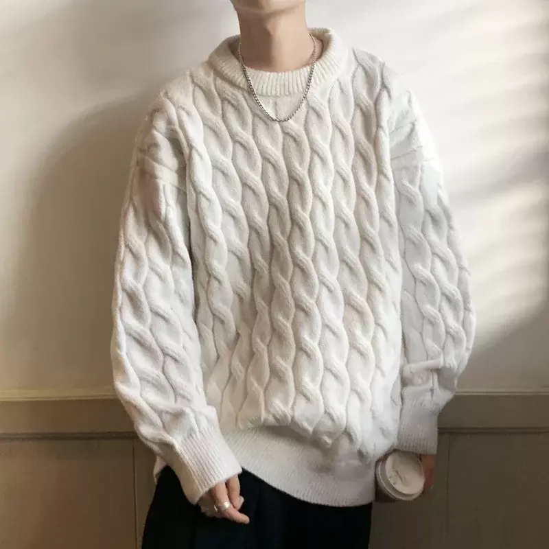2023 nowa moda męska swobodny sweter solidna ciepła sweter sweter na zewnątrz odzież męska
