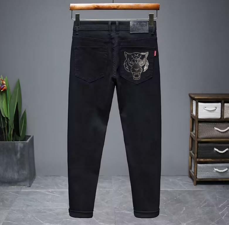 เสื้อนอกผู้ชายกางเกงยีนส์พลอยเทียมดีไซน์เนอร์เสื้อผ้า2024สำหรับบุรุษแบบใหม่