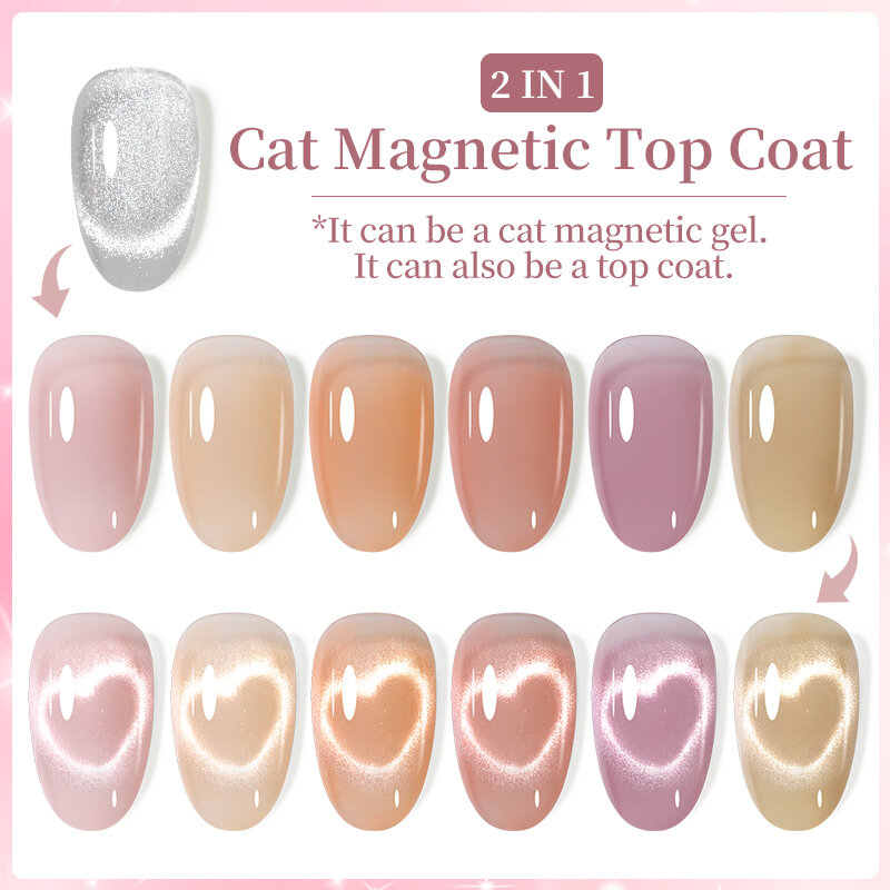 LILYCUTE-Sparking Cat Esmalte em gel magnético, Semi permanente, verniz UV, Top Coat, Glitter Snowlight, 7ml, 2 em 1