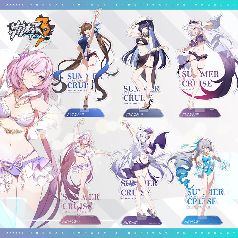 Honkai Impact 3rd Cosplay Figure, Estátua Anime, Snow Elysia, Kiana, Bronya, Mei, Sushang Acrílico Stand, Presente de Verão