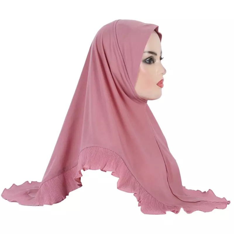 Высококачественный мусульманский хиджаб с оборками, тянущийся мусульманский шарф, головной платок, молитвенные шарфы, женский головной убор, головной платок, тюрбан, шапка