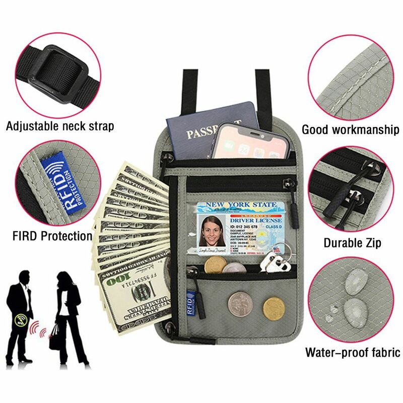 Monedero con cremallera, funda protectora, organizador de tarjetas de crédito de viaje, bolso cruzado RFID, bolso de hombro para pasaporte, soporte para pasaporte Halter