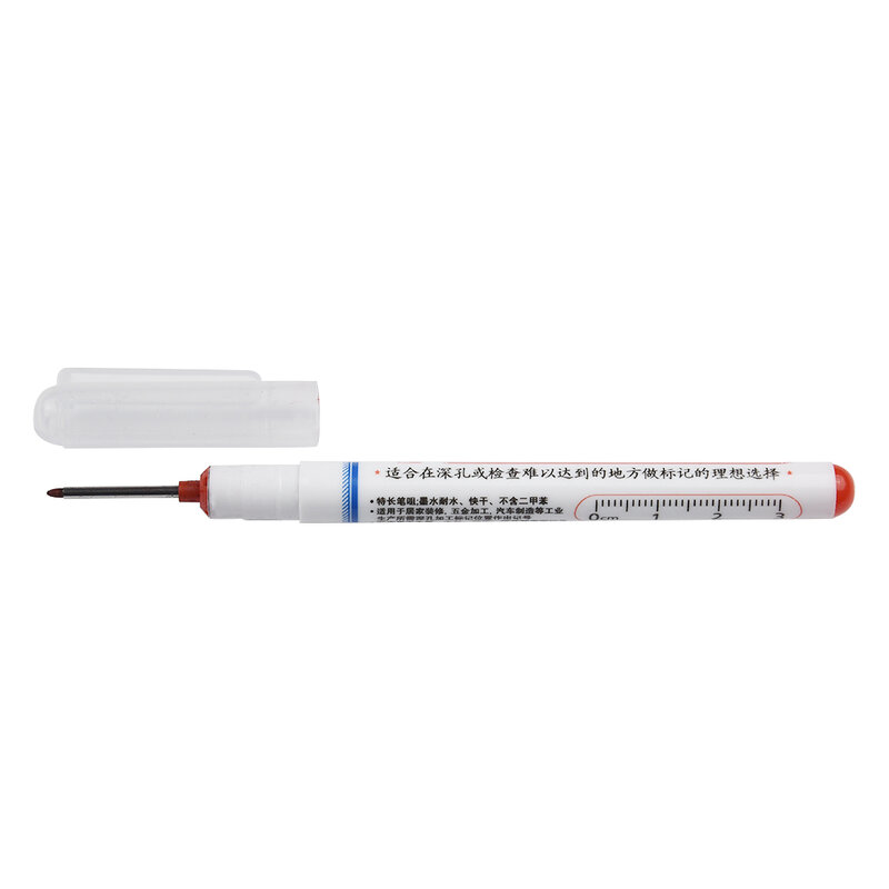 Multi-purpose Long Head Markers, Deep Hole Marker Pen para Banheiro, Carpintaria, Vermelho, Azul, Preto, 140mm × 9mm, 1Pc