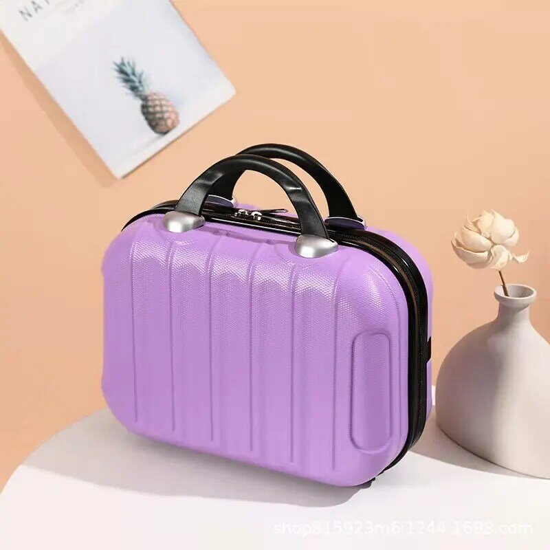 Petit sac fourre-tout portable pour femme, valise de voyage, trousse de toilette, boîte de rangement cosmétique, 14"